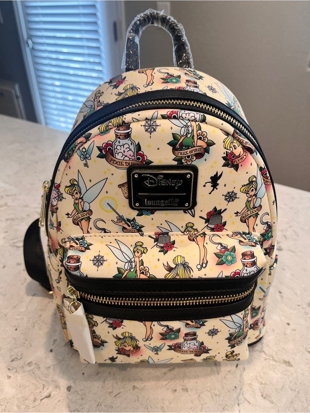 NWT Loungefly Cream Tinker Bell Tattoo-Style Mini Backpack